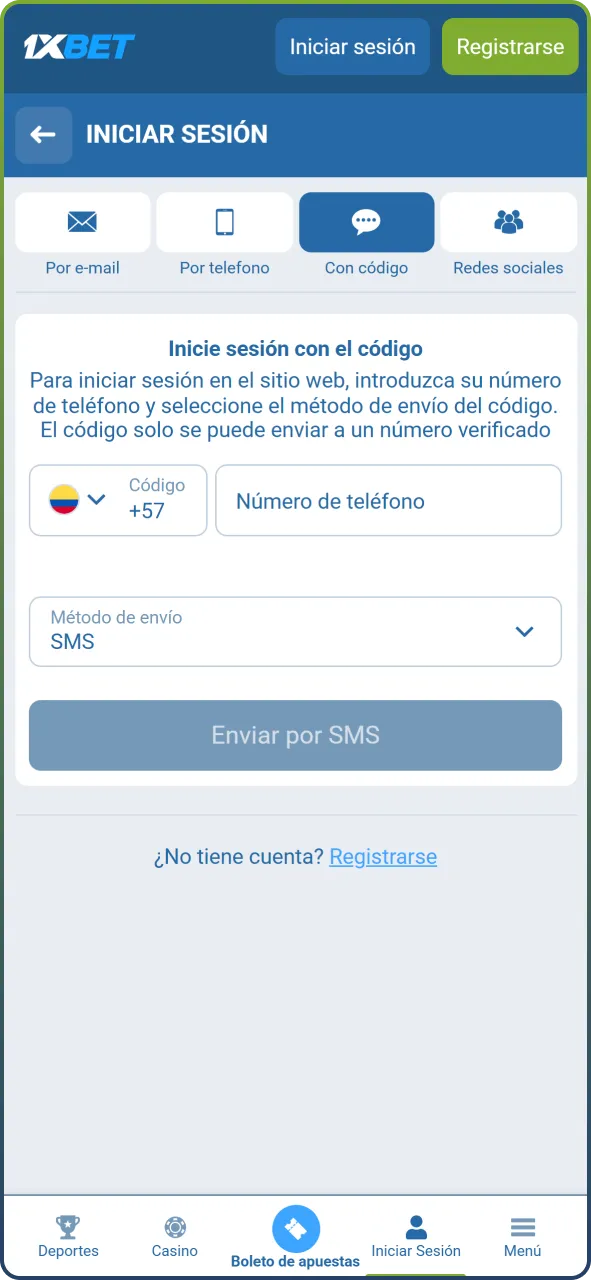 Abre la aplicación e ingresa con tus credenciales de usuario para comenzar a apostar.