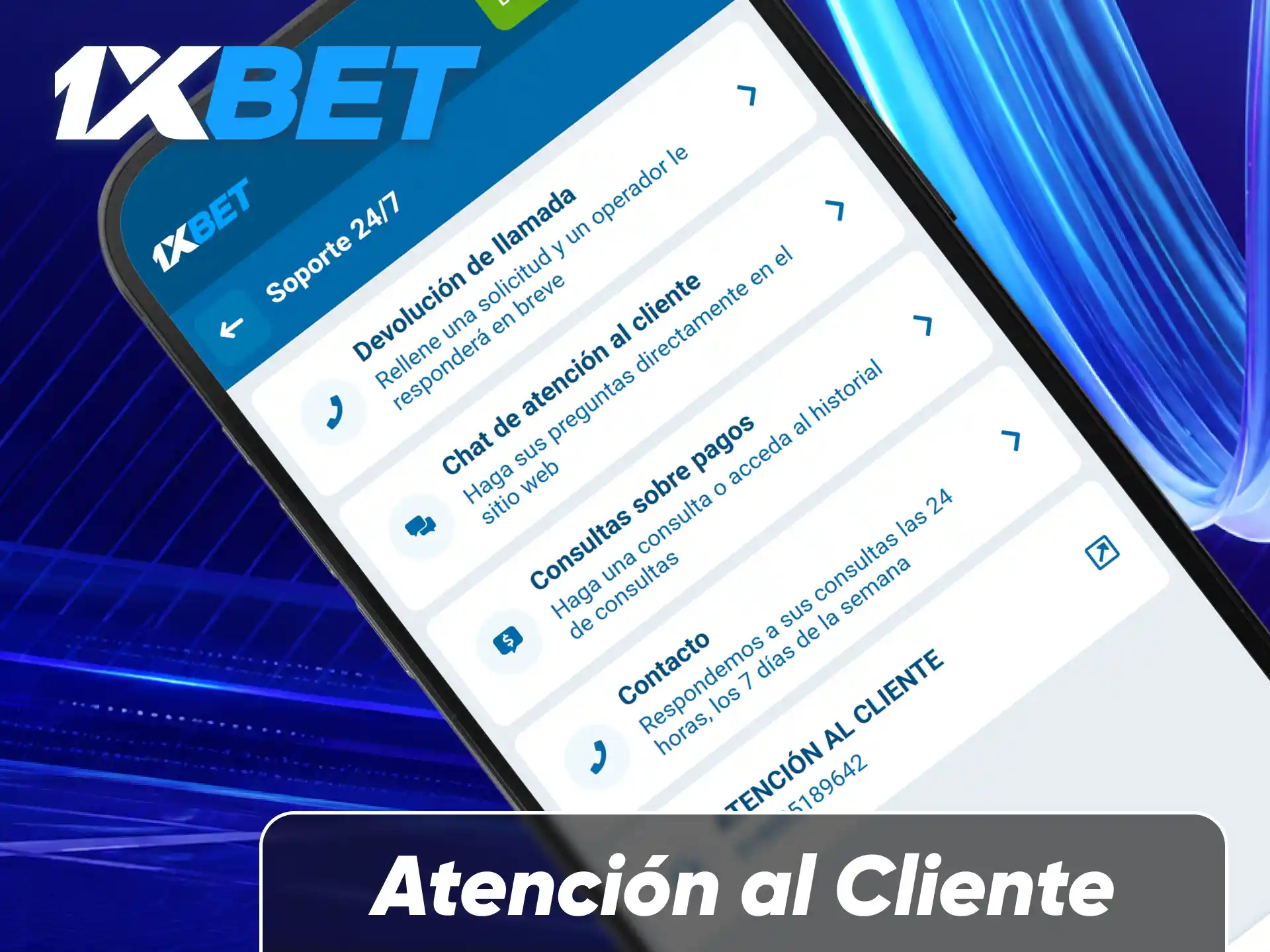 Contacta con el soporte de atención al cliente en la app de 1xBet para resolver tus dudas.