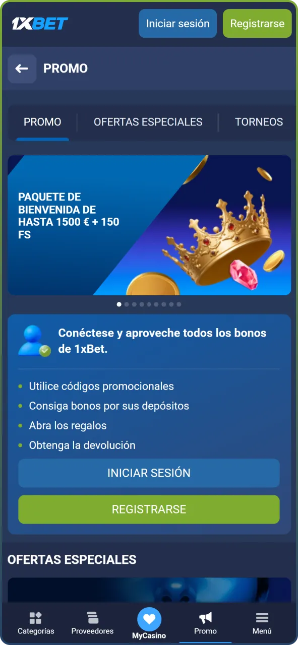 Aprovecha las promociones activas, bonos de bienvenida y recompensas exclusivas para usuarios.