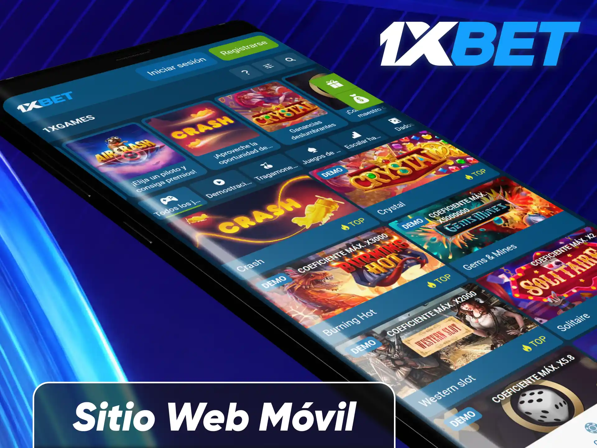 Accede al sitio web móvil de 1xBet y realiza tus apuestas cómodamente.
