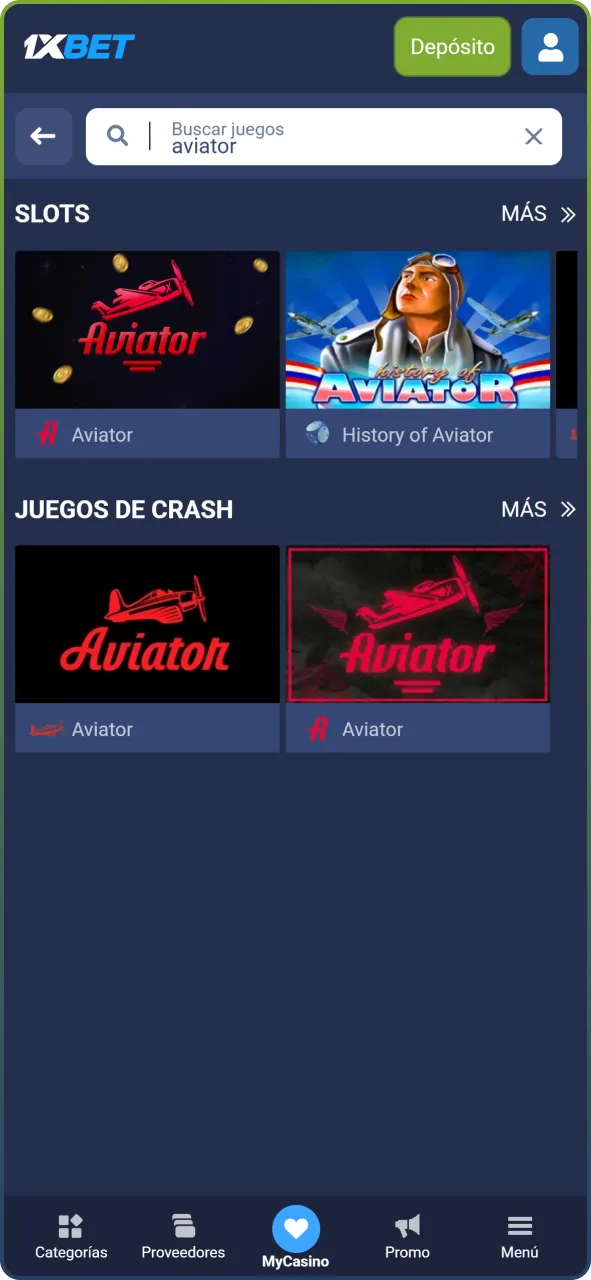 Abre la sección de Aviator en 1xBet y explora sus opciones.