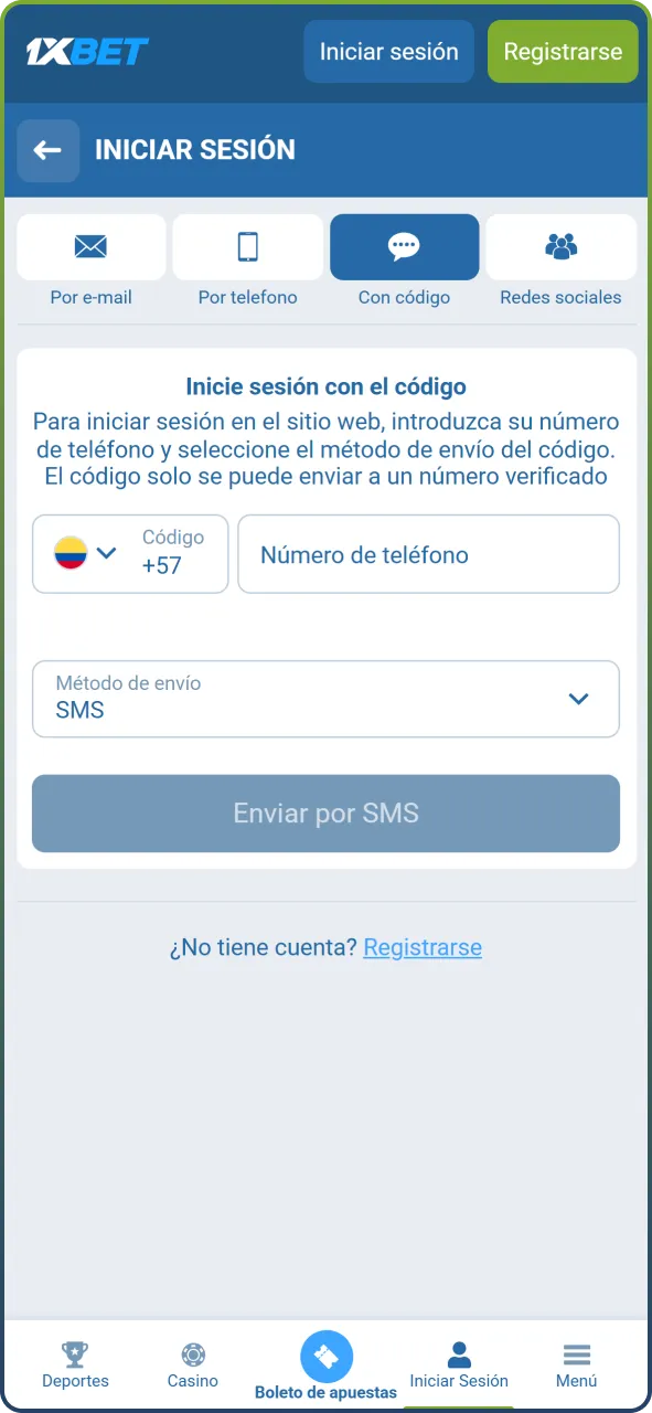 Inicia sesión o regístrate en 1xBet para empezar a jugar Aviator.