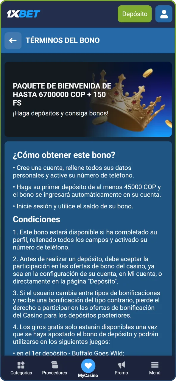 Recibe tu bono de bienvenida en 1xBet y comienza a jugar hoy.