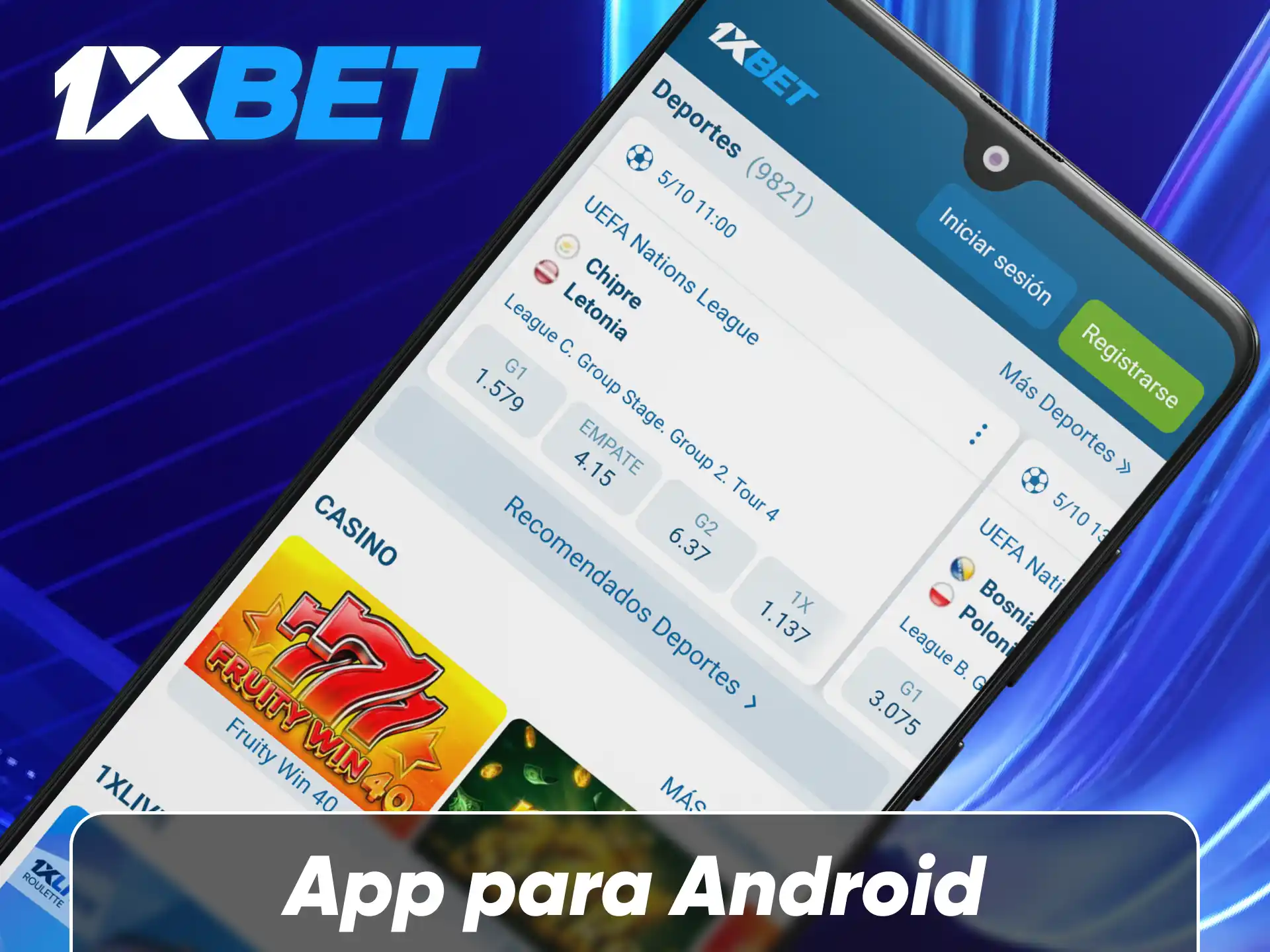 Descarga e instala la aplicación oficial de 1xBet para Android directamente desde el archivo APK oficial.