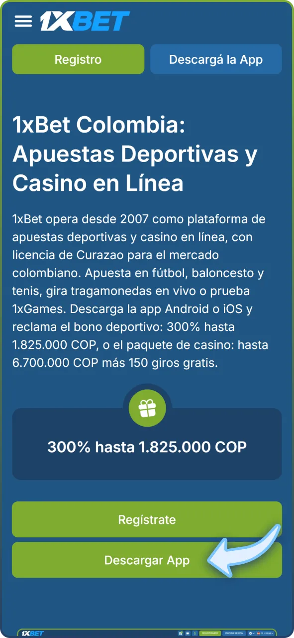 Accede a la plataforma oficial de 1xBet mediante el sitio web o la aplicación móvil instalada en tu dispositivo.