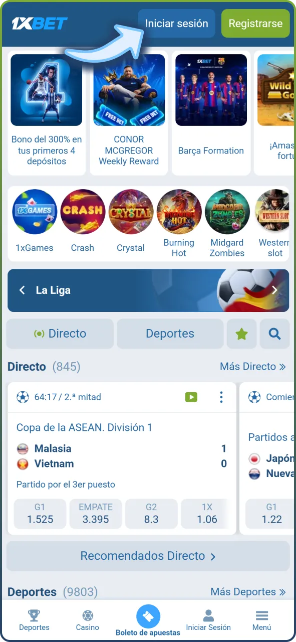 Haz clic en el botón de Inicio de Sesión situado en la esquina superior de la pantalla.