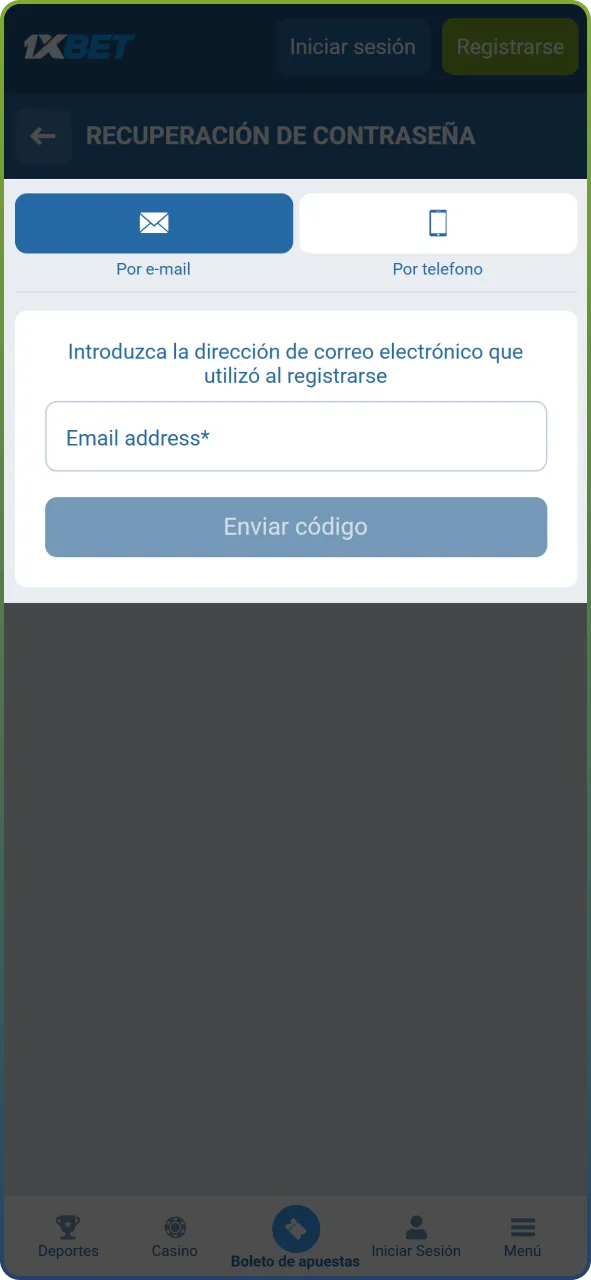 Utiliza el enlace de recuperación de contraseña en caso de haber olvidado tus datos de acceso.