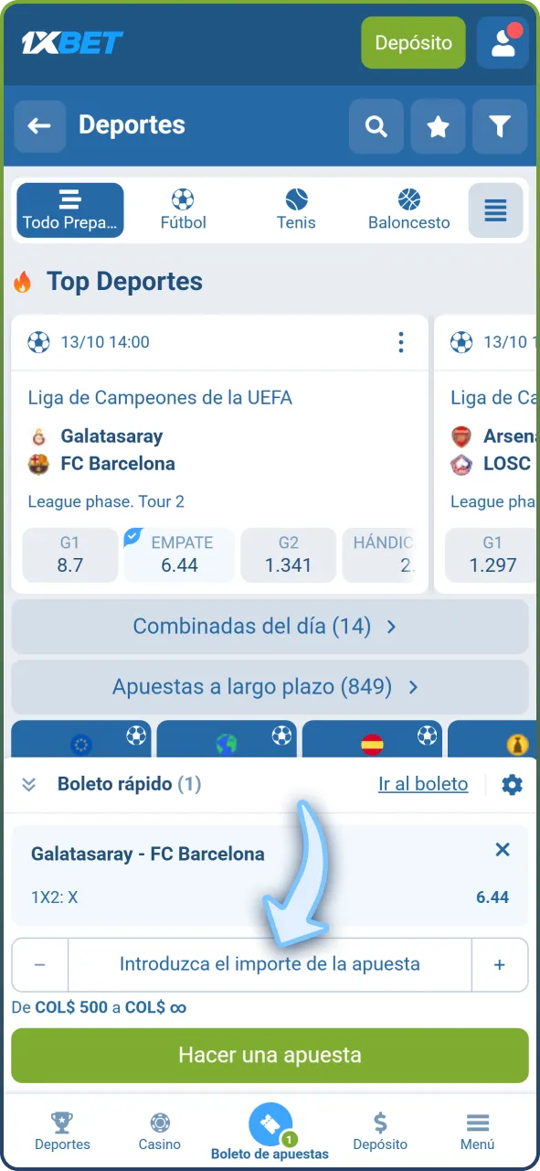 Verifica los detalles de tu pronóstico y las ganancias potenciales en el cupón.