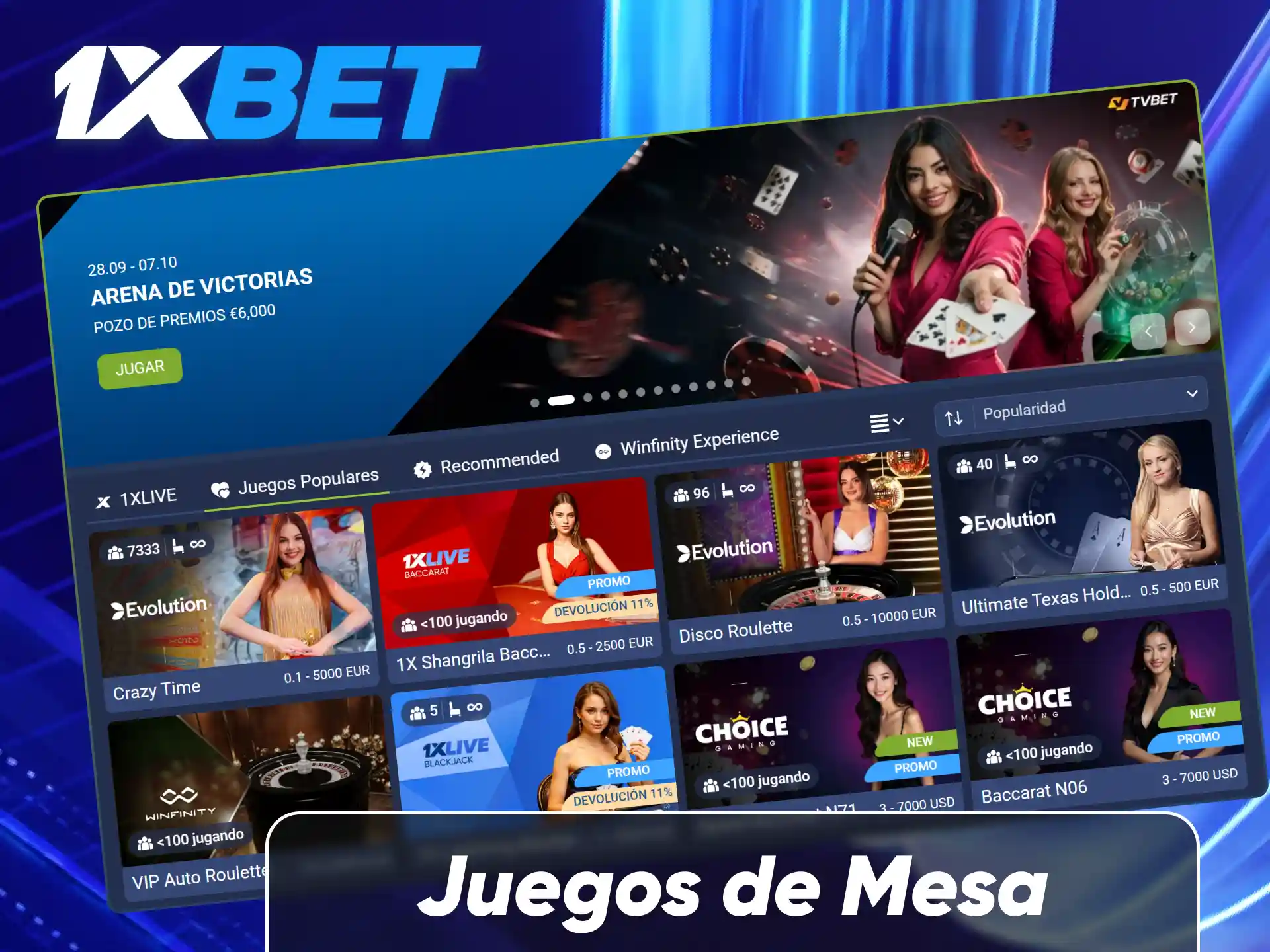 Pon a prueba tus estrategias en una gran variedad de juegos de mesa como ruleta, blackjack y póker.