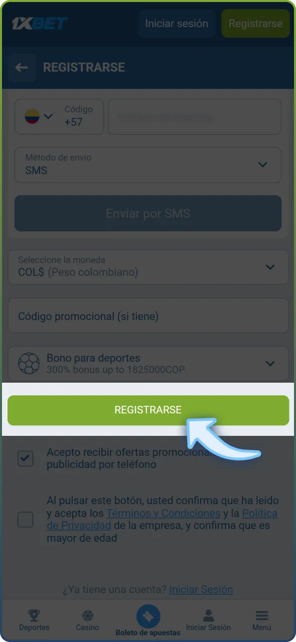 Haz clic en el botón para finalizar el registro y confirma tu nueva cuenta de usuario.